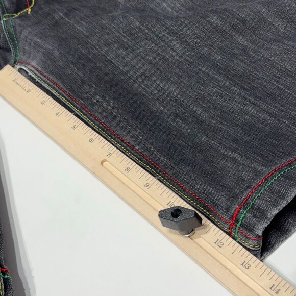 VTG 90s Y2K VICTORIOUS Colorful Embroidered Black Denim Shorts Men Size 40 (B1) - Picture 12 of 15